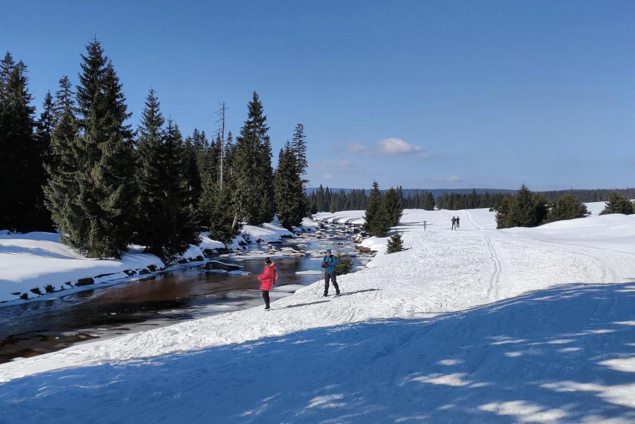 Enjoyharrachov - Atraktivni Slunne Studio Certovka V Centru Harrachova S Garazovym Parkovanim, Wifi-Wlan, Sat, Herni Konzoli, Netflix Zdarma A Nejkrasnejsim Vyhledem Na Certovu Horu S Arealem Skokanskych Mustku A Sjezdovku Apartment Luaran gambar